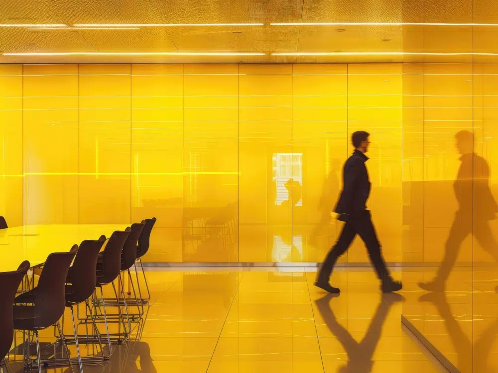 پارتیشن شیشه ای رنگی زرد