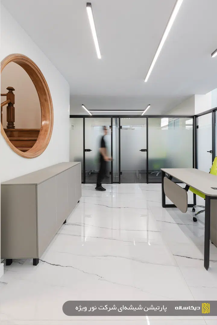 پارتیشن شیشه ای و مبلمان اداری شرکت نور ویژه